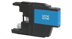 Compatible InkJet Brother LC75 Cyan High Yield - Page Yield 600 inkjet cartridge, remanufactured, compatible, printer, ink, lc71c / lc75c, brother mfc-j280w, mfc-j425w, mfc-j430w, mfc-j435w, mfc-j625w, mfc-j825dw, mfc-j835dw, mfc-j5910dw, mfc-j6510dw, mfc-j6710dw, mfc-j6910dw - inkjet cartridge, cyan, (high yield)