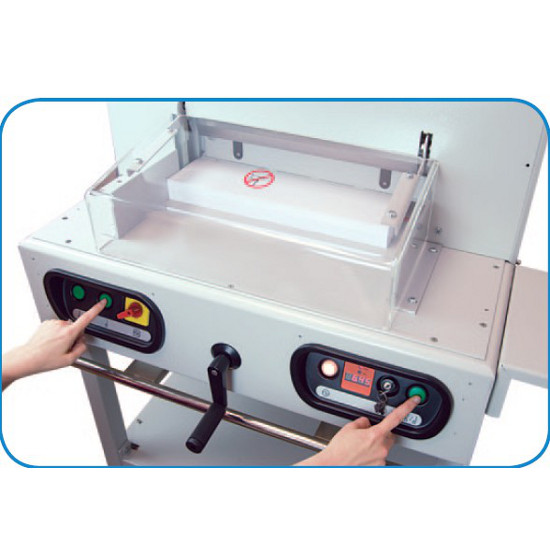 Formax Cut-True 27S Semi-Automatic Electric Paper Cutter - Automatic Paper Clamp - Push-button automatic clamping is quicker and easier than with a hand wheel clamp