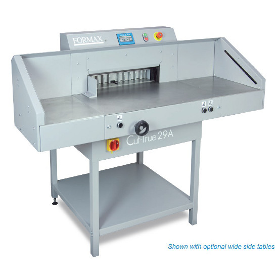 Formax Cut-True 29A Electric Guillotine Paper Cutter - Shown with optional wide side tables