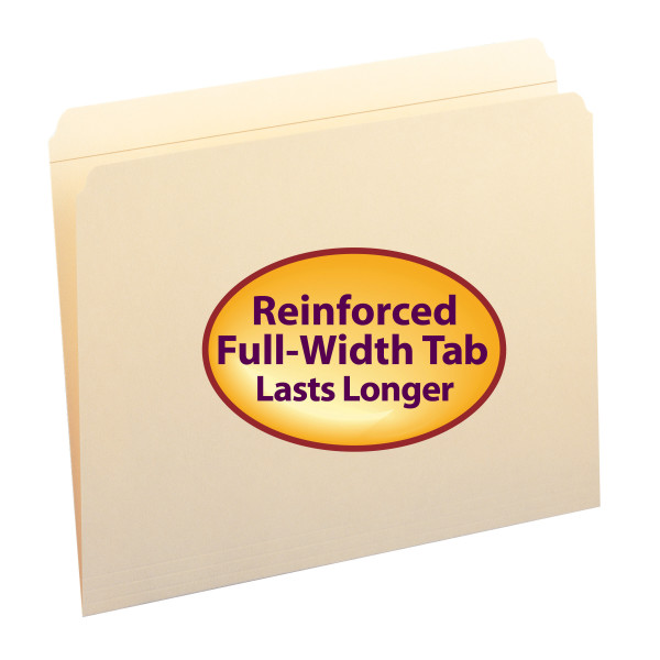 Smead 10310 Manila Folders with Reinforced Tab (Bundle: 5 BX) Fastener Folders