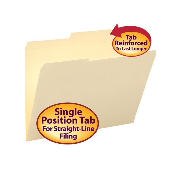 Smead 10376 Manila Folders with Reinforced Tab (Bundle: 5 BX) Two Pocket Folder