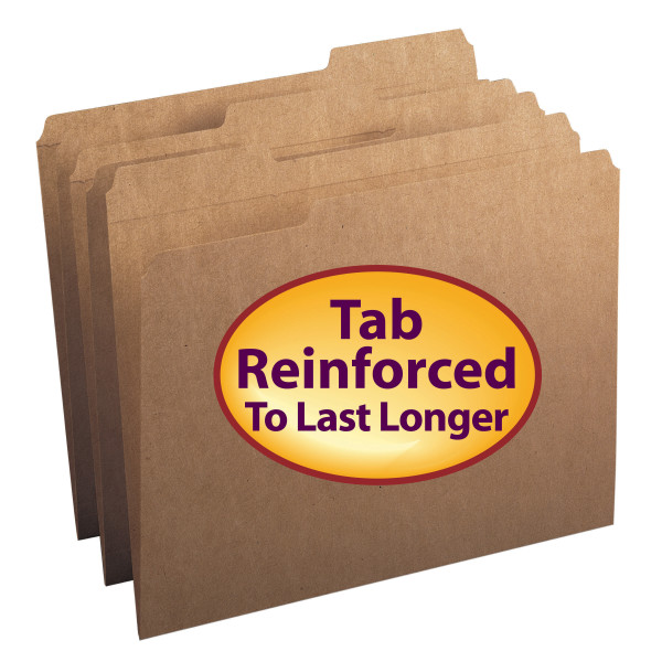 Smead 10734 Kraft Folders with Reinforced Tab (Bundle: 5 BX) Fastener Folders