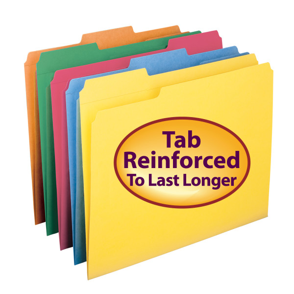 Smead 11993 Colored Folders with Reinforced Tab (Bundle: 5 BX) File Folders