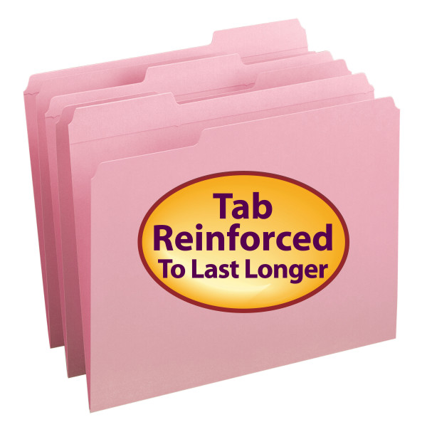 Smead 12634 Colored Folders with Reinforced Tab (Bundle: 5 BX) Antimicrobial Folders