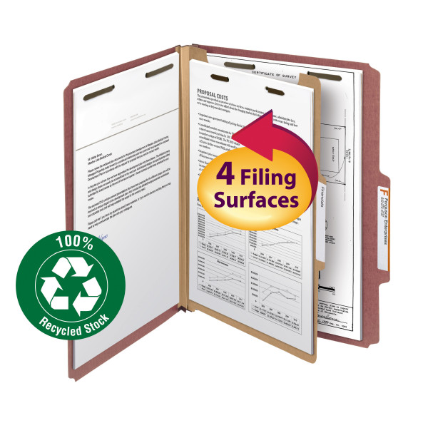 Smead 13724 100% Recycled Pressboard Colored Classification Folders File Labels