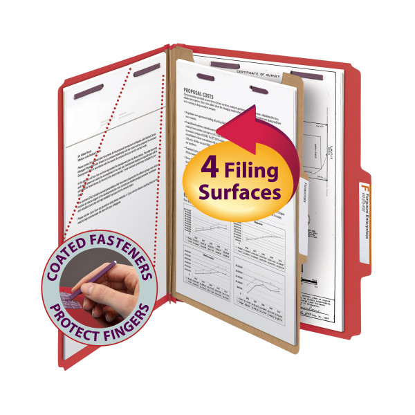 Smead 13731 Colored Pressboard Classification Folders with SafeSHIELD Coated Fastener Technology File Labels