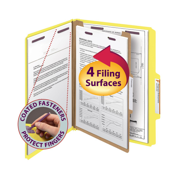 Smead 13734 Colored Pressboard Classification Folders with SafeSHIELD Coated Fastener Technology File Labels