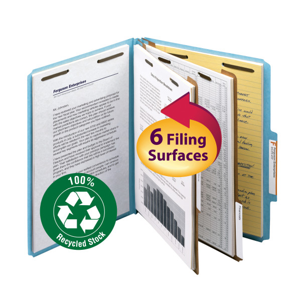Smead 14021 100% Recycled Pressboard Colored Classification Folders File Labels