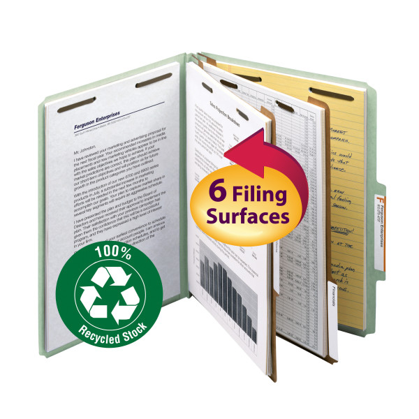 Smead 14023 100% Recycled Pressboard Colored Classification Folders File Labels