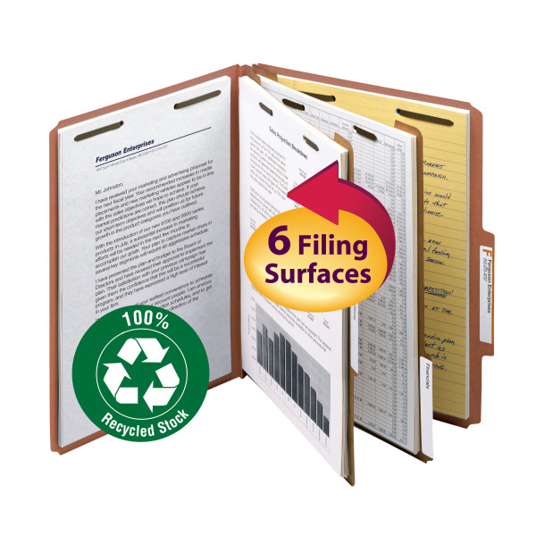 Smead 14024 100% Recycled Pressboard Colored Classification Folders File Labels