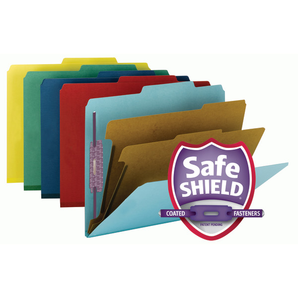 Smead 14025 Colored Pressboard Classification Folders with SafeSHIELD Coated Fastener Technology File Labels