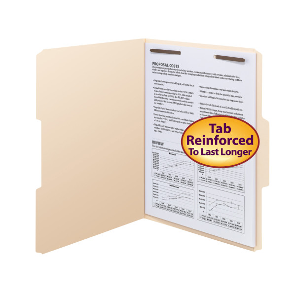 Smead 14534 Manila Fastener Folders with Reinforced Tab (Bundle: 5 BX) Fastener Folders