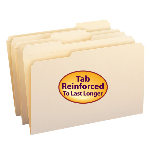 Smead 15334 Manila Folders with Reinforced Tab (Bundle: 5 BX) Fastener Folders