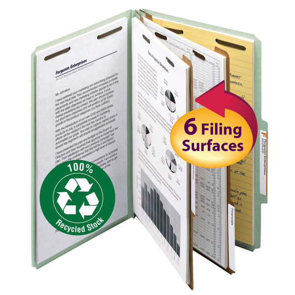Smead 19022 100% Recycled Pressboard Colored Classification Folders File Folders
