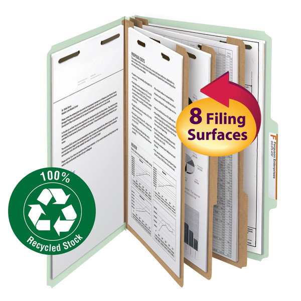 Smead 19093 100% Recycled Pressboard Colored Classification Folders Antimicrobial Folders