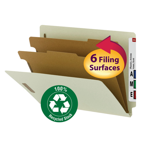 Smead 26802 100% Recycled End Tab Classification Folders (Bundle: 5 BX) File Jacket