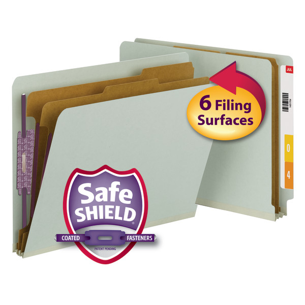 Smead 26810 End Tab Classification Folders with SafeSHIELD Coated Fastener Technology (Bundle: 5 BX) File Jacket