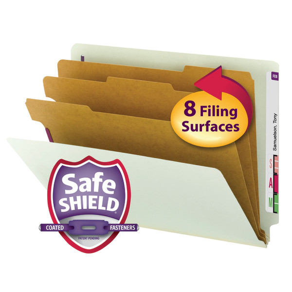 Smead 26820 End Tab Classification Folders with SafeSHIELD Coated Fastener Technology (Bundle: 5 BX) Folders