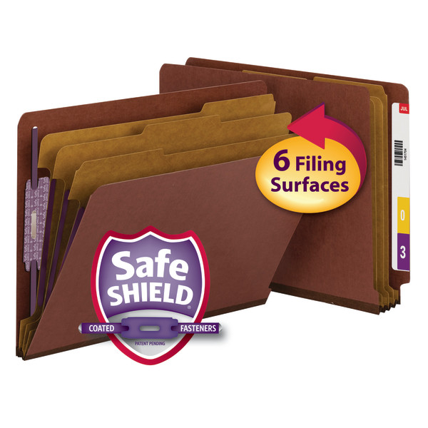 Smead 26865 End Tab Classification Folders with SafeSHIELD Coated Fastener Technology File Labels