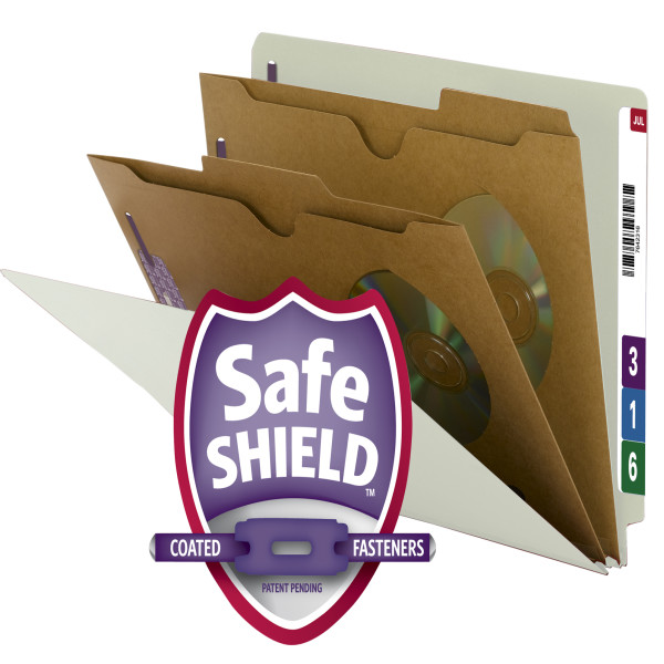 Smead 29710 End Tab Classification Folders with Pocket-Style Dividers and SafeSHIELD Coated Fastener Technology File Labels