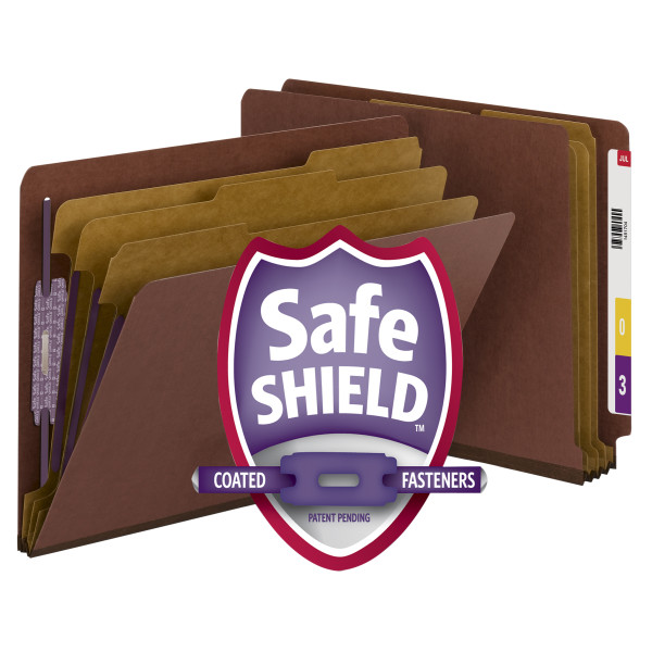 Smead 29865 End Tab Classification Folders with SafeSHIELD Coated Fastener Technology File Labels