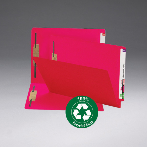 Smead 34171 100% Recycled End Tab Colored Fastener Folders Classification Folders