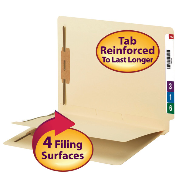 Smead 34220 End Tab Fastener Folder with Divider Classification Folders