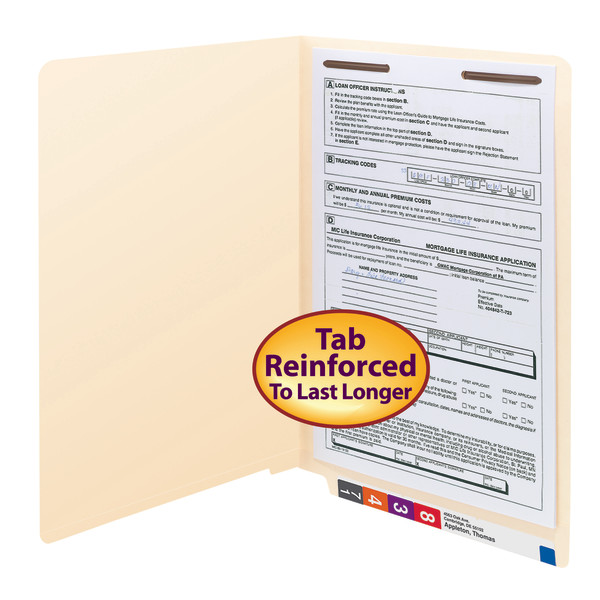 Smead 37110 End Tab Fastener Folders with Shelf-Master Reinforced Tab (Bundle: 5 BX) Hanging Folders