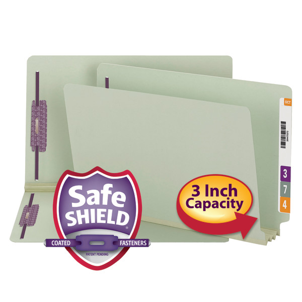 Smead 37725 End Tab Pressboard Fastener Folders with SafeSHIELD Coated Fastener Technology (Bundle: 5 BX) Expanding Wallet
