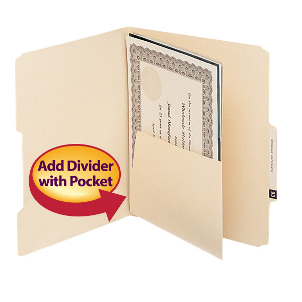 Smead 68030 Self-Adhesive Folder Divider with Pockets (Bundle: 12 PK) Fastener Folders