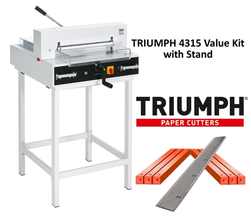 Triumph 4315 Semi-Auto Electric Paper Cutter Value Kit with Digital Display, stand, 1 box cutting sticks and 1 extra blade - TRI 4315 CUTTER STAND VALUE KIT