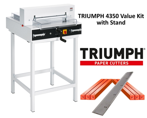 Triumph 4350 Semi-Auto Electric Paper Cutter Value Kit with Digital Display, stand, 1 box cutting sticks and 1 extra blade - TRI 4350 CUTTER STAND VALUE KIT