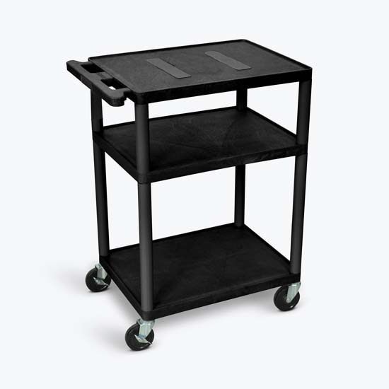 Luxor LE34-B Endura Black A/V Cart W/ 3 Shelves Luxor LE34-B Endura Black A/V Cart W/ 3 Shelves