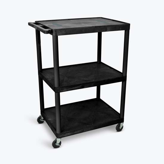 Luxor LE48-B Black Endura 3 Shelf Cart Luxor LE48-B Black Endura 3 Shelf Cart