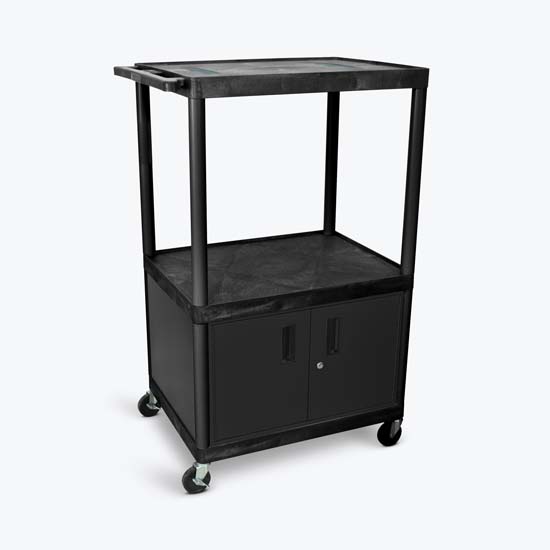 Luxor LE54C-B Black Endura 3 Shelf A/V Cart W/ Cabinet Luxor LE54C-B Black Endura 3 Shelf A/V Cart W/ Cabinet