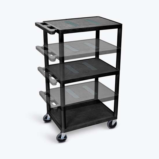 Luxor LEDUO-B Black Endura Multi-Height 3 Shelf A/V Cart Luxor LEDUO-B Black Endura Multi-Height 3 Shelf A/V Cart