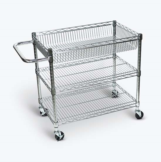 Luxor LICWT2918 3 Shelf Chrome Wire Tub Cart Luxor LICWT2918 3 Shelf Chrome Wire Tub Cart