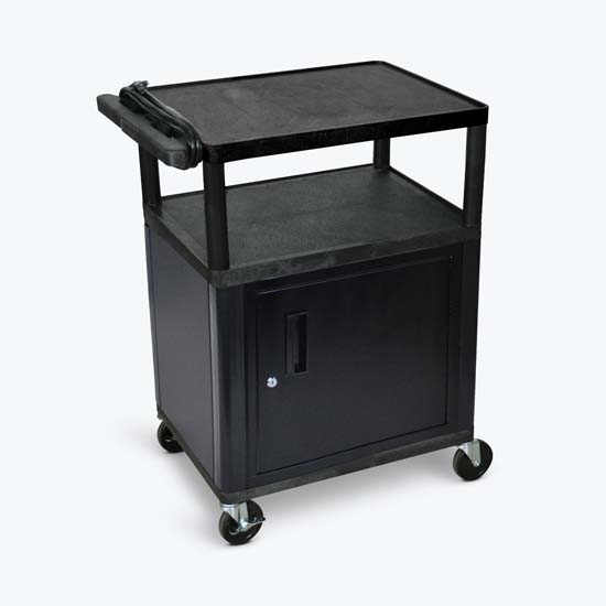 Luxor LP34CE-B Endura 3 Shelf Black Presentation Cart W/ Cabinet 35 1/4"H Luxor LP34CE-B Endura 3 Shelf Black Presentation Cart W/ Cabinet 35 1/4"H