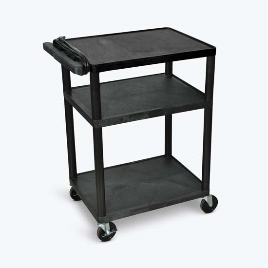 Luxor LP34E-B Endura 3 Shelf Black Presentation Cart 34"H Luxor LP34E-B Endura 3 Shelf Black Presentation Cart 34"H