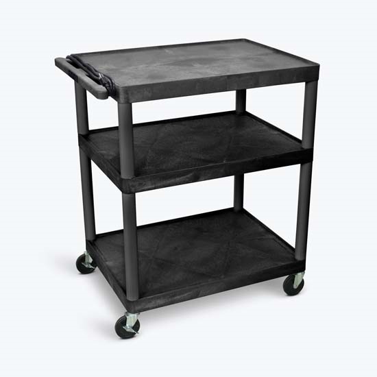 Luxor LP40E-B Endura Black 3 Shelf Presentation Cart 40 1/4"H Luxor LP40E-B Endura Black 3 Shelf Presentation Cart 40 1/4"H