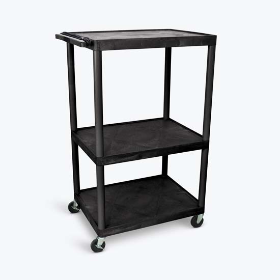 Luxor LP54E-B Black Endura 3 Shelf Presentation Cart 54 1/4"H Luxor LP54E-B Black Endura 3 Shelf Presentation Cart 54 1/4"H