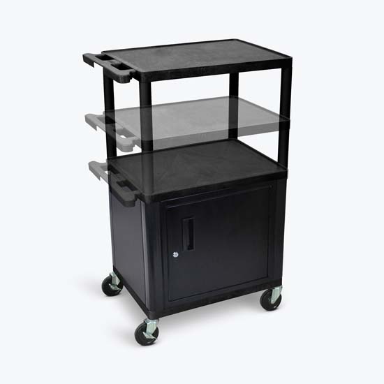 Luxor LPDUOC-B Black Endura Presentation Cart Multi Height W/ Cabinet Luxor LPDUOC-B Black Endura Presentation Cart Multi Height W/ Cabinet