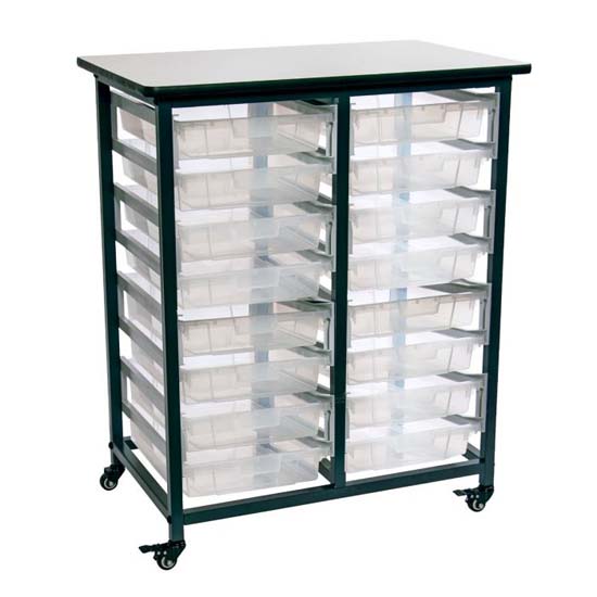 Luxor MBS-DR-16S-CL Mobile Bin Storage Unit - Double Row with Small Clear Bins Luxor MBS-DR-16S-CL Mobile Bin Storage Unit - Double Row with Small Clear Bins