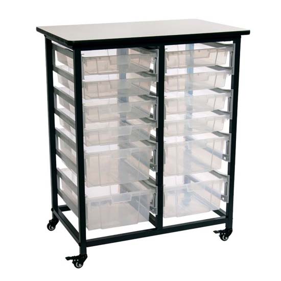 Luxor MBS-DR-8S4L-CL Mobile Bin Storage Unit - Double Row with Large and Small Clear Bins Luxor MBS-DR-8S4L-CL Mobile Bin Storage Unit - Double Row with Large and Small Clear Bins