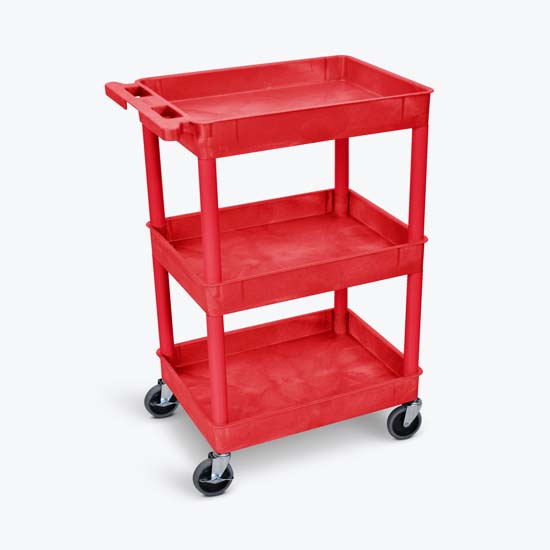 Luxor RDSTC111RD 3 Shelf Tub Cart Red Luxor RDSTC111RD 3 Shelf Tub Cart Red