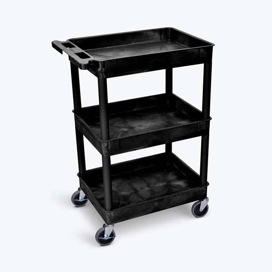 Luxor STC111-B 3 Shelf Black Tub Cart Luxor STC111-B 3 Shelf Black Tub Cart