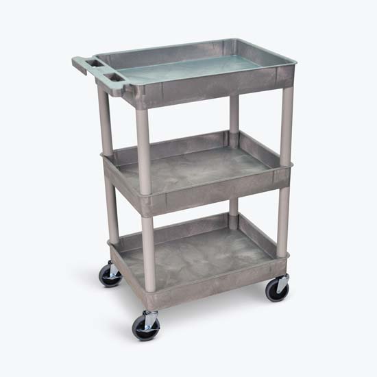 Luxor STC111-G 3 Shelf Gray Tub Cart Luxor STC111-G 3 Shelf Gray Tub Cart