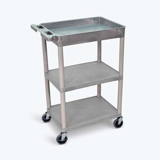 Luxor STC122-G 3 Shelf Gray Tub Cart Luxor STC122-G 3 Shelf Gray Tub Cart