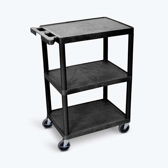 Luxor STC222-B 3 Shelf Black Cart Luxor STC222-B 3 Shelf Black Cart