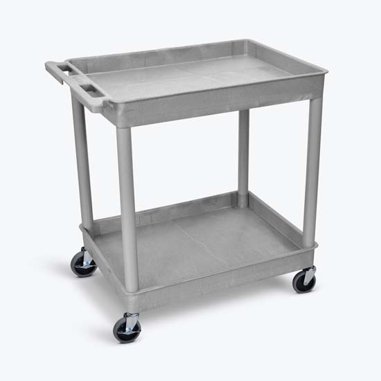 Luxor TC11-G 2 Shelf Large Gray Tub Cart Luxor TC11-G 2 Shelf Large Gray Tub Cart